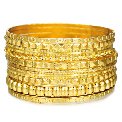 Europe and the United States cross-border stacking Bohemian metal bracelet set retro exaggerated mixing and matching hollow love bracelet jewelry
