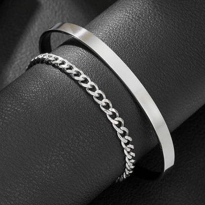 Amazon hot-selling stainless steel open bracelet Cuban NK chain bracelet set jewelry men's hip-hop bracelet bracelet jewelry