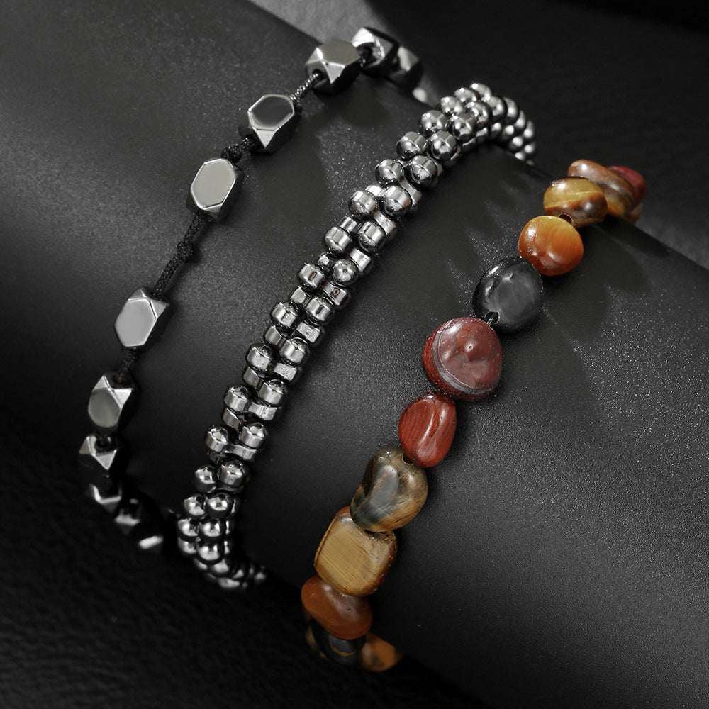 New personalized energy stone men's suit bracelet, special-shaped black gallstone beaded bracelet, cross-border hot-selling bracelet wholesale