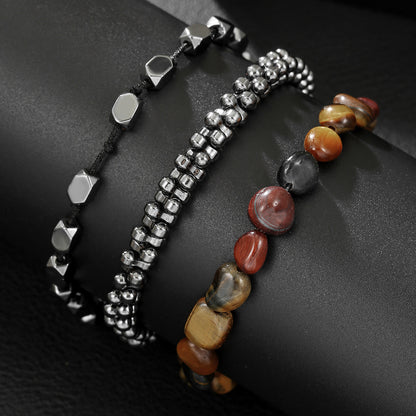 New personalized energy stone men's suit bracelet, special-shaped black gallstone beaded bracelet, cross-border hot-selling bracelet wholesale