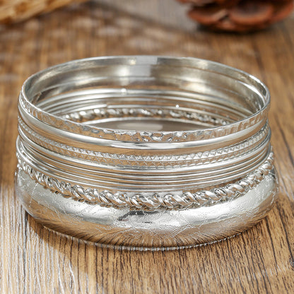 Set of 6 Ancient Egyptian Cross Bracelet Set Women's Jewelry Ethnic Jewelry Metal Stacked Bracelets Women