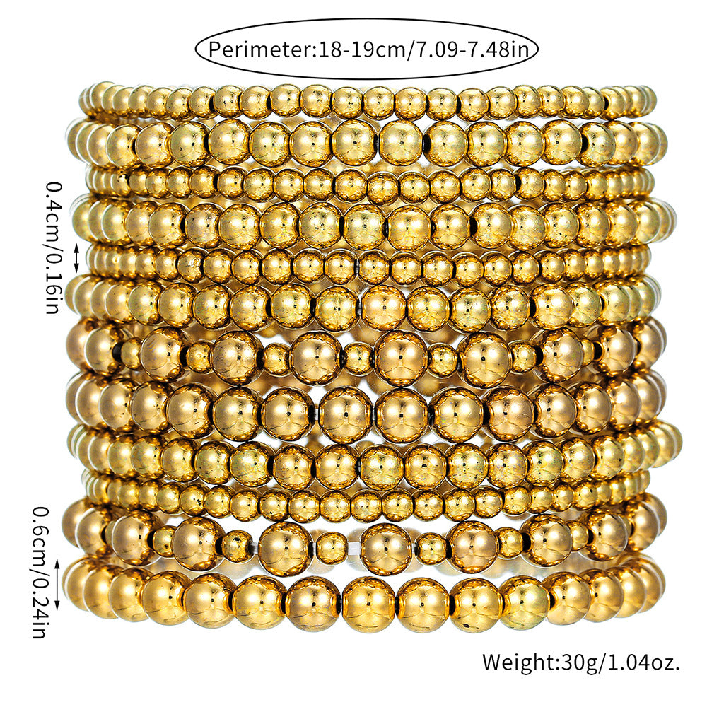 Simple and versatile handmade bead bracelet set, couples' beach style geometric CCB stretch stackable bracelet for women