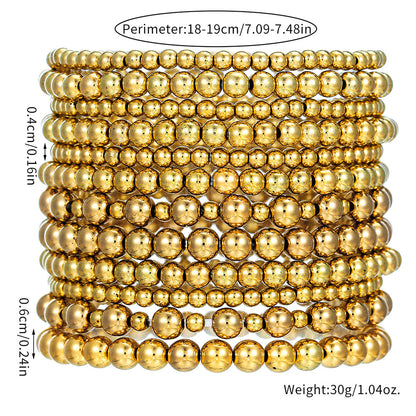 Simple and versatile handmade bead bracelet set, couples' beach style geometric CCB stretch stackable bracelet for women