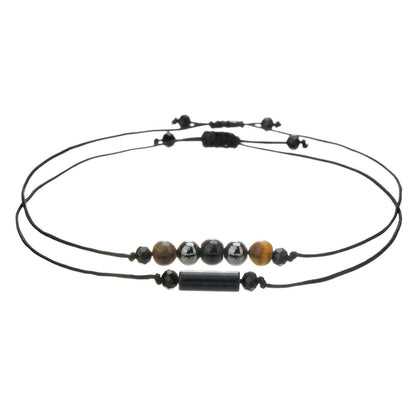 Cross-border new woven handmade beaded stone bracelet cylindrical amethyst tiger eye powder crystal bracelet couple friendship bracelet