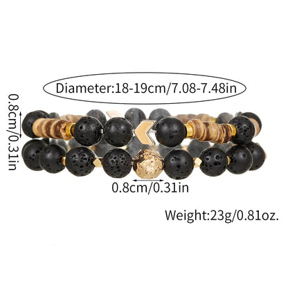 Cross-border natural semi-precious stone bead string men's bracelet volcanic stone wood bead spacer bracelet summer men's vacation jewelry