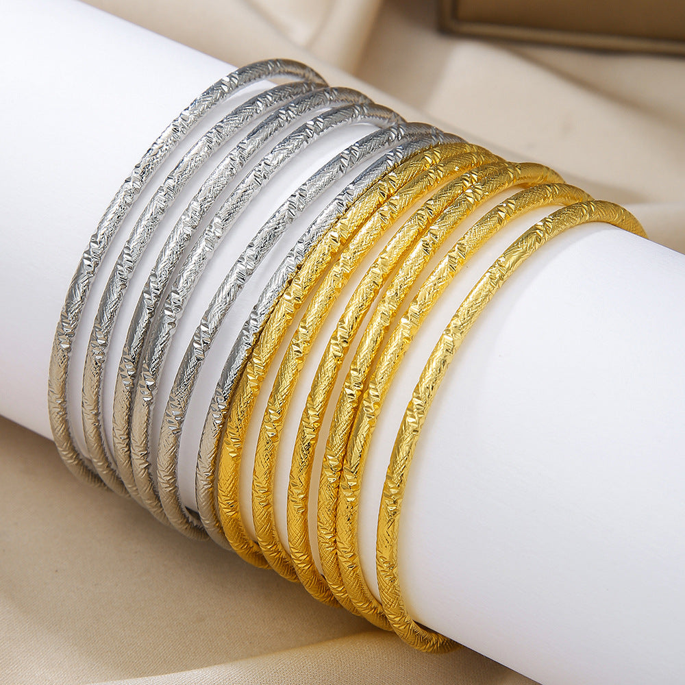 Cross-border Hot Sale Gold Plated Bracelet Women's Jewelry African Gold Bracelet Geometric Metal Wedding Bridal Gift Bracelet
