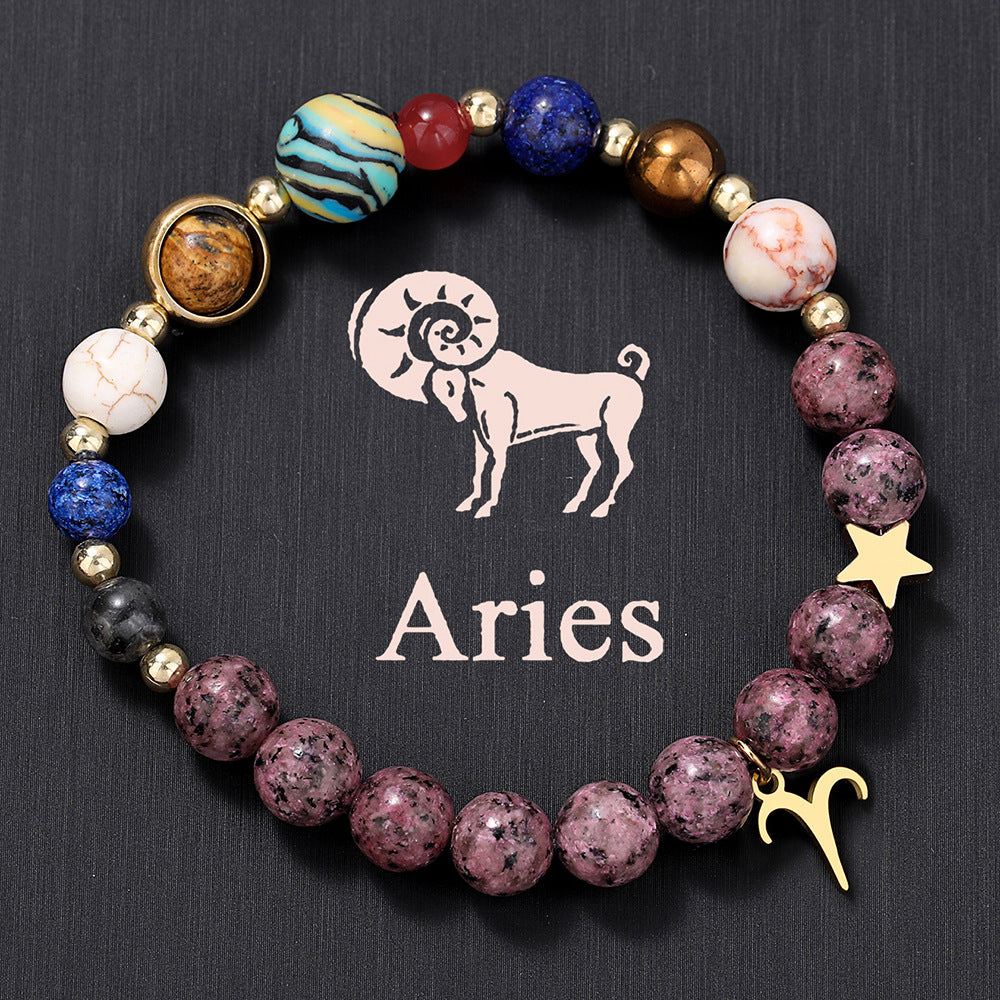 12 Zodiac Signs Natural Crystal Bracelet | Free Red String Bracelet Gift