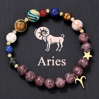 12 Zodiac Signs Natural Crystal Bracelet | Free Red String Bracelet Gift