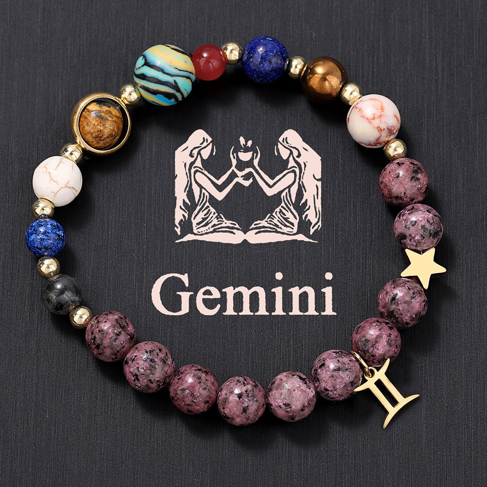 12 Zodiac Signs Natural Crystal Bracelet | Free Red String Bracelet Gift