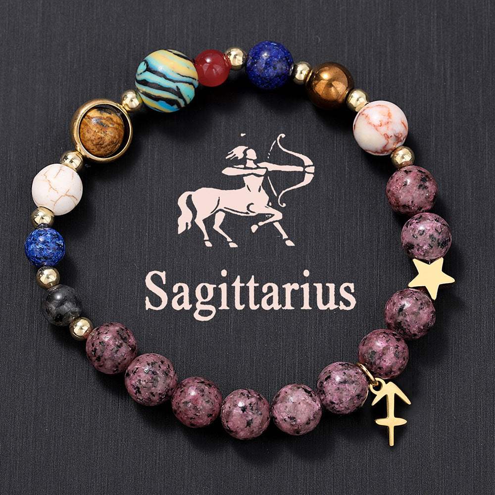 12 Zodiac Signs Natural Crystal Bracelet | Free Red String Bracelet Gift