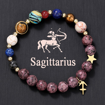 12 Zodiac Signs Natural Crystal Bracelet | Free Red String Bracelet Gift