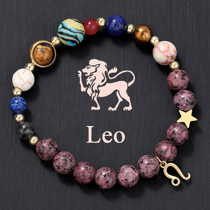 12 Zodiac Signs Natural Crystal Bracelet | Free Red String Bracelet Gift