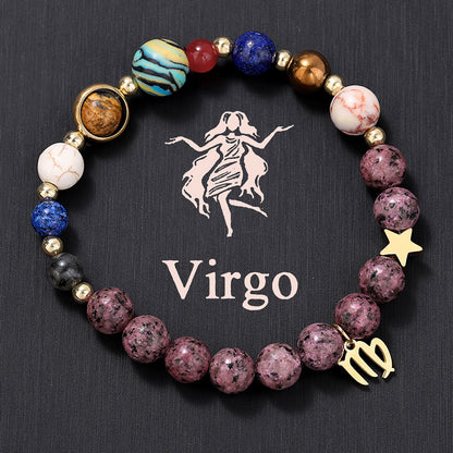 12 Zodiac Signs Natural Crystal Bracelet | Free Red String Bracelet Gift